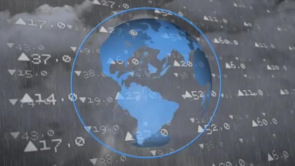 Composición Digital Del Procesamiento Datos Del Mercado Valores Sobre Globo — Vídeo de stock