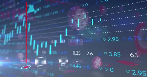 Animación Interfaz Digital Mostrando Estadísticas Con Celdas Covid Flotantes Interfaz — Vídeo de stock