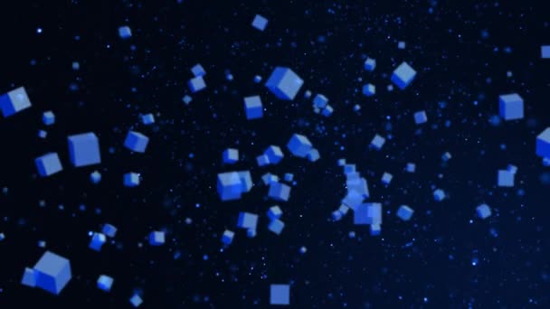 Animáció Több Kék Kocka Felett Kék Foltok Háttérben Digitálisan Generált — Stock videók