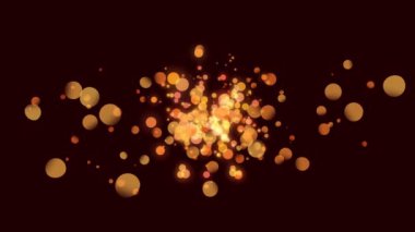 Kahverengi arka planda birden fazla turuncu noktanın animasyonu. Renk ve hareket kavramı dijital olarak oluşturulmuş video.