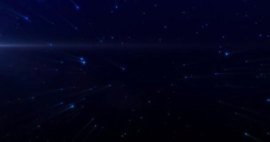 Arkadaki mavi ışık noktalarının üzerinde parlayan beyaz ışığın animasyonu. Renk ve hareket kavramı dijital olarak oluşturulmuş video.