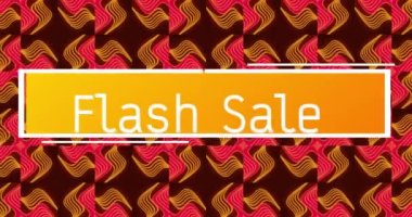 Turuncu çerçeveli beyaz harflerle klasik şekillerin üzerinde flash satış metninin animasyonu. Retro alışveriş, perakende ve tasarruf konsepti dijital olarak oluşturulmuş video.