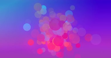 Canlı arka planda birden fazla renkli noktanın animasyonu. Renk ve hareket kavramı dijital olarak oluşturulmuş video.