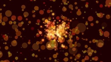 Kahverengi arka planda parlayan turuncu noktaların animasyonu. Renk ve hareket kavramı dijital olarak oluşturuldu.