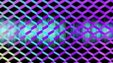 Parlayan mavi ve yeşil çizgilerin üzerinde maviden mora kadar uzanan animasyon. Renk ve hareket kavramı dijital olarak oluşturulmuş video.