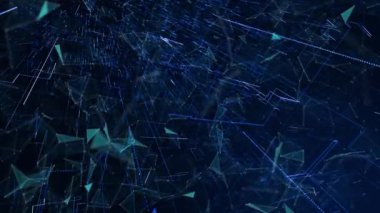 Karmaşık ağların animasyonu ve siyah arkaplanda parlayan bağlantılar. iletişim teknolojisi ve ağ konsepti, dijital olarak oluşturulmuş video.