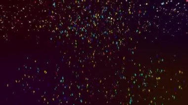 Siyah arka plana düşen renkli konfeti animasyonu. Parti ve kutlama konsepti dijital olarak oluşturuldu.