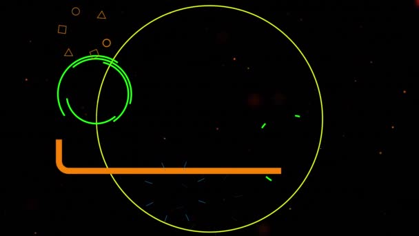 Animatie Van Gloeiende Gele Cirkels Abstracte Vormen Oranje Vlekken Achtergrond — Stockvideo