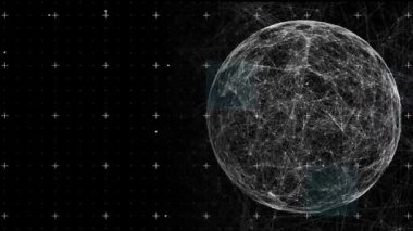 Siyah arkaplandaki şebeke ağına karşı küresel bağlantı ağının dijital animasyonu. küresel ağ oluşturma ve bağlantı kavramı