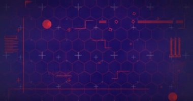 Mavi arka planda veri işleme ile dijital arayüzün dijital animasyonu. bilgisayar arayüzü teknolojisi kavramı