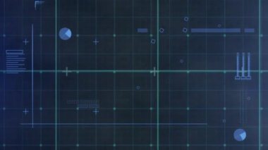 İstatistiklerin arka plandaki işaret ve ızgara üzerinden kaydedilmesi. Dijital arayüz küresel bağlantı ve dijital olarak oluşturulan iletişim konsepti.