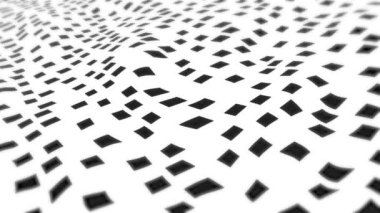 Beyaz zemin üzerinde kusursuz döngü üzerinde hareket eden siyah çarpık karelerin animasyonu. Monokrom ve hareket konsepti dijital olarak oluşturulmuş video.