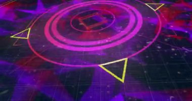 Mavi arkaplandaki plexus ağına karşı yuvarlak tarayıcının dijital animasyonu. bilgisayar arayüzü teknolojisi kavramı