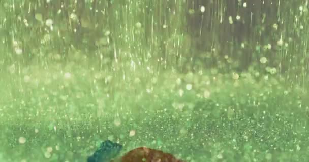 Animace Ručně Malované Duhy Přes Zářící Písek Padající Pozadí Koncept — Stock video