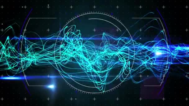 Animation Des Scannens Des Teleskops Und Blauer Glühender Linien Über — Stockvideo