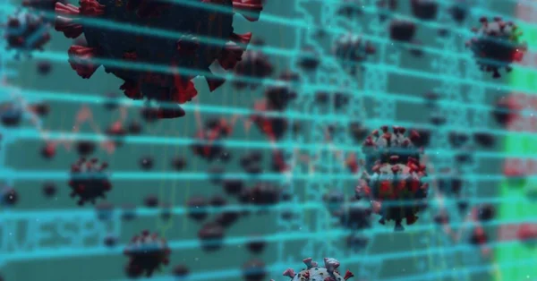 Цифровая Иллюстрация Плавающих Макроклеток Covid Статистика Фондового Рынка Модели Человеческого — стоковое фото