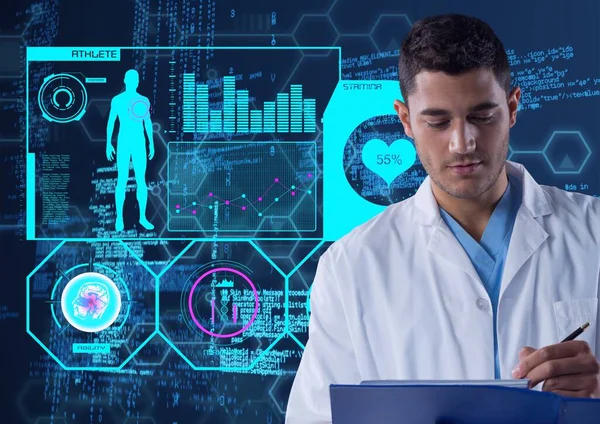 Procesamiento Datos Científicos Con Cuerpo Humano Exploración Del Alcance Con — Foto de Stock