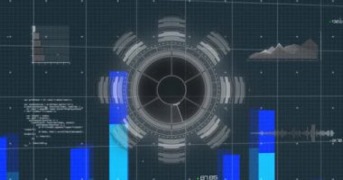 Dünya haritası üzerinde tarama ve veri işlemenin animasyonu. dijital arayüz küresel bağlantı ve dijital olarak oluşturulan iletişim konsepti.