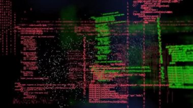 3D DNA iplikçiklerinin dönüşünün animasyonu ve kara arkaplan üzerinde bilimsel veri işleme. küresel bilim, bağlantı ve iletişim konsepti dijital olarak oluşturulmuş video.