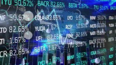 Dünya haritasında finansal veri işleme animasyonu. küresel finans ve iş konsepti dijital olarak oluşturulmuş video.