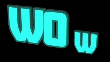 Arkaplanda parlayan pembe ve mavi ışık izleri üzerinde wow metninin animasyonu. küresel teknoloji, video oyunu ve bağlantı konsepti dijital olarak oluşturuldu.