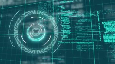 Dairesel tarama ve yeşil hakkında bilgi animasyonu. iletişim teknolojisi dijital arayüz kavramı, dijital olarak oluşturulmuş video.