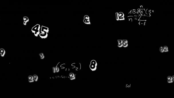 Анимация Изменения Чисел Математических Формул Черном Фоне Глобальное Образование Концепция — стоковое видео
