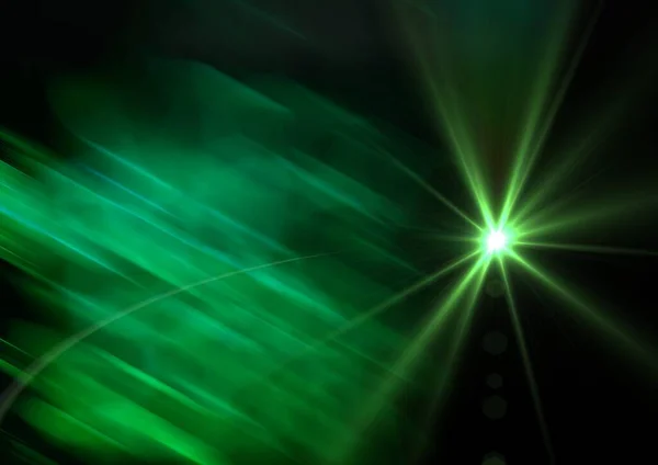 Glowing Green Spot Light Green Light Trails Black Background Light — Stock Photo, Image