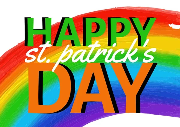 白い背景に虹の上の幸せな聖人パトリックの日 お祝いの聖人パトリックの日のコンセプトデジタル生成された画像 — ストック写真