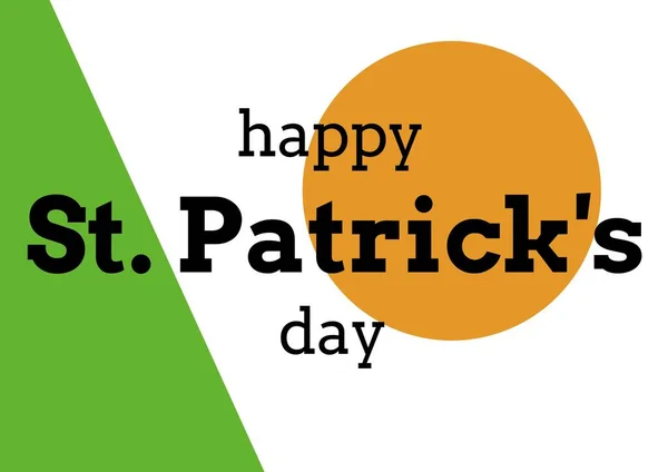 白い背景にオレンジの円と緑の三角形の上に幸せな最後のパトリックの日 お祝いの聖人パトリックの日のコンセプトデジタル生成された画像 — ストック写真