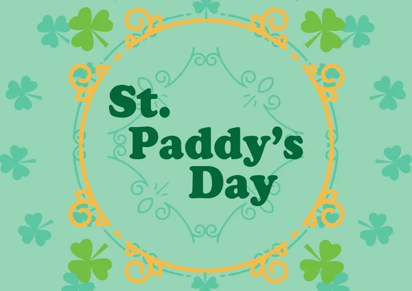 Paddys Day Text Frame Clover Leaves Green Background 사이트 패트릭의 — 스톡 사진