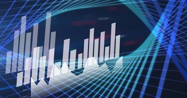 Økonomisk Databehandlingsstatistikk Med Blå Bakgrunn Globalt Teknologi Bedrifts Finansieringsbegrep Digitalt – stockfoto