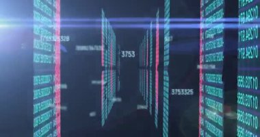 Bilgisayar sunucularındaki veri işleme sırasında değişen numaraların animasyonu. küresel teknoloji veri işleme kavramı dijital olarak oluşturulmuş video.