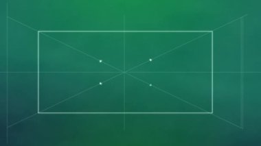 Yeşil arka plandaki haçlar üzerinden beyaz çerçevenin ve yeşil çizginin animasyonu. renk ve hareket kavramı dijital olarak oluşturulmuş video.