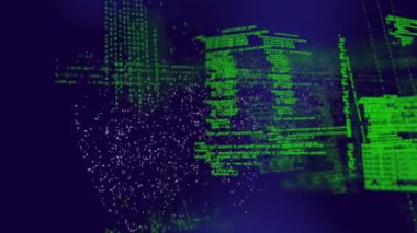 Mavi arka planda 3D DNA iplikçikleri ve bilimsel veri işleme animasyonu. küresel bilim, bağlantı ve iletişim konsepti dijital olarak oluşturulmuş video.