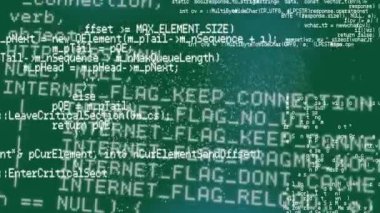 3D DNA iplikçiklerinin canlandırılması ve yeşil arkaplan üzerinde bilimsel veri işleme. küresel bilim, bağlantı ve iletişim konsepti dijital olarak oluşturulmuş video.