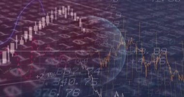 Finansal verilerin animasyonu ve dünya çapında ikili kodlama işlemleri. küresel finans ve iş konsepti dijital olarak oluşturulmuş video.