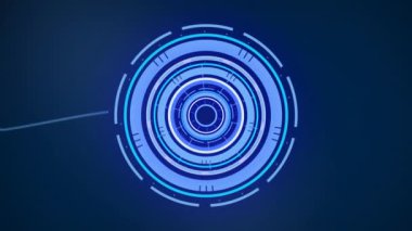 Kapsam taraması animasyonu ve mavi arkaplanda mavi çizgiler sallanması. Dijital arayüz küresel bağlantı ve dijital olarak oluşturulan iletişim konsepti.