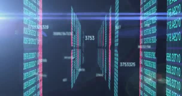 Animation Des Zahlenwechsels Bei Der Datenverarbeitung Auf Computerservern Globales Technologie — Stockvideo