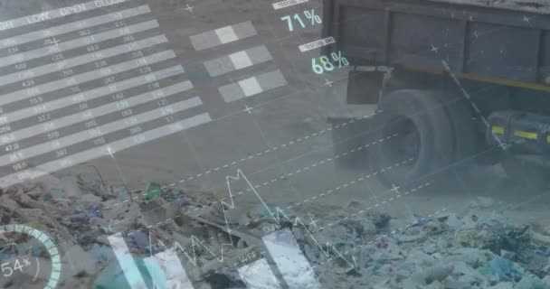 垃圾处理场卡车的统计数字 全球变暖和气候变化概念数码视频 — 图库视频影像