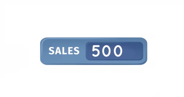 Animation Numbers Changing Sales Text Blue Banner White Background Global — Stock Video