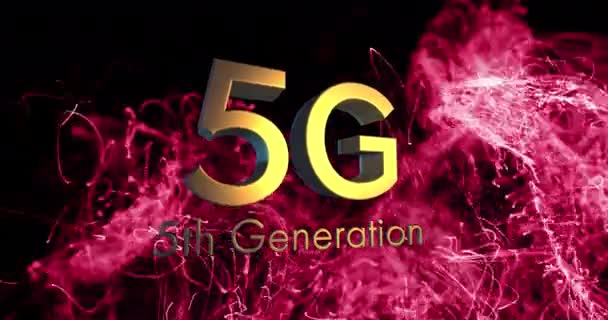 Animation 5Th Generation Text Pink Networks Connections Global Technology Connection — Stock Video