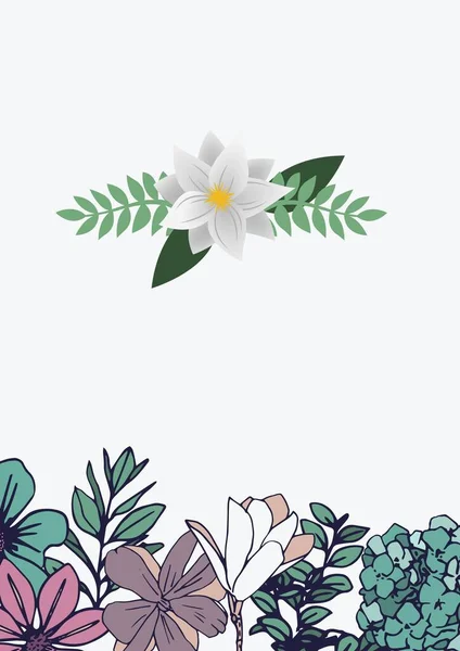 Εικονογράφηση Του Λευκού Λουλουδιού Και Των Λουλουδιών Στο Κάτω Μέρος — Φωτογραφία Αρχείου