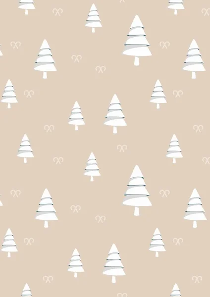 Multiple White Christmas Trees Pattern Beige Background Christmas Festivity Concept — Stock Photo, Image
