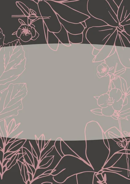 粉红植物的图解 在浅灰和深灰上有复制空间 性质和写作背景概念数字生成的图像 — 图库照片
