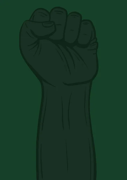 Ілюстрація Піднятого Згорнутого Кулака Темно Зеленому Тлі Люди Влада Концепція — стокове фото
