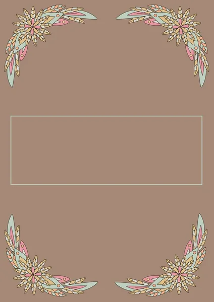 Frame Copy Space Flowers Top Bottom Brown Background Nature Writing — Stock Photo, Image