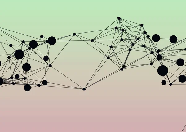 Netwerk Van Verbindingen Tegen Groene Roze Helling Achtergrond Mondiaal Netwerk — Stockfoto