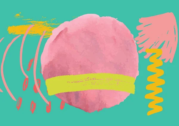 Ilustração Com Múltiplas Formas Abstratas Cor Rosa Amarelas Sobre Fundo — Fotografia de Stock