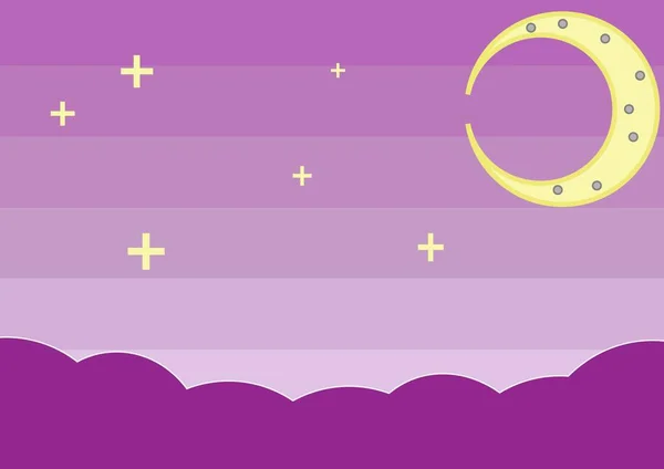 Иллюстрация Жёлтой Луны Звёзд Градиентном Фиолетовом Фоне Природа Пространственная Концепция — стоковое фото